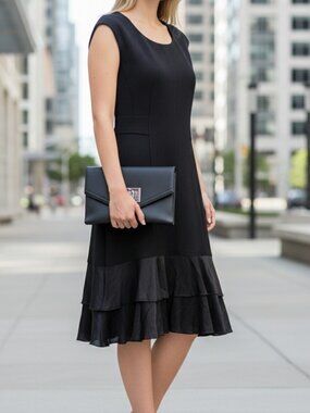 Rebecca Taylor Black Sleeveless Tiered Midi Dress – Size 4